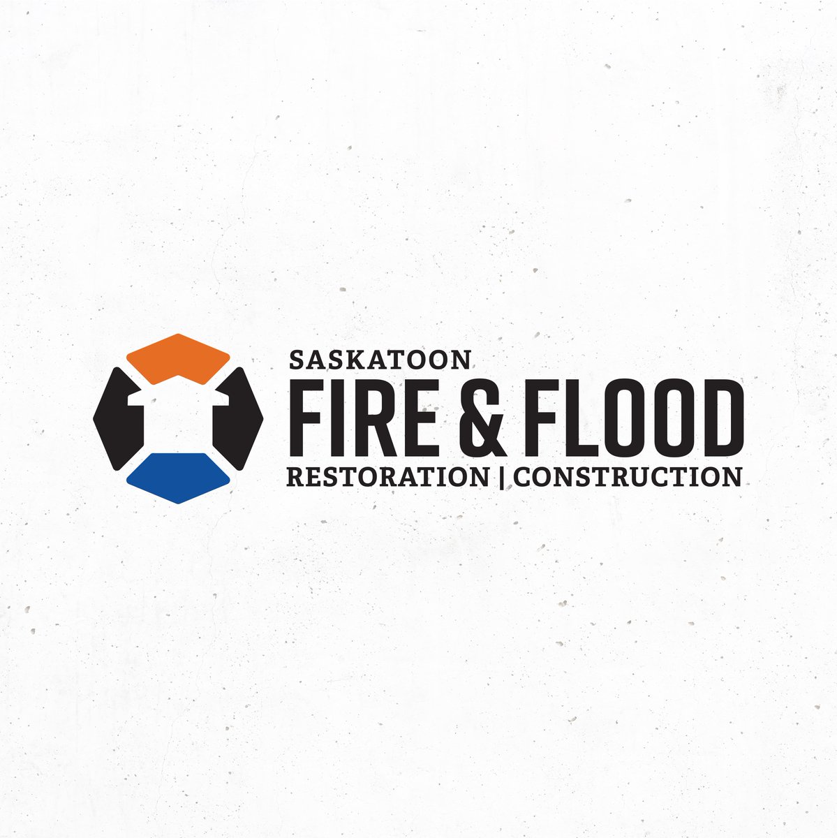RockAndBloom's tweet photo. @SaskFireFlood logo is meant to serve as a symbol of trust and confidence. The orange + blue colors tie together the fire and flood name; the house formed from negative space gives context while also serving as a subtle upwards arrow. https://t.co/zimSiNtxy7