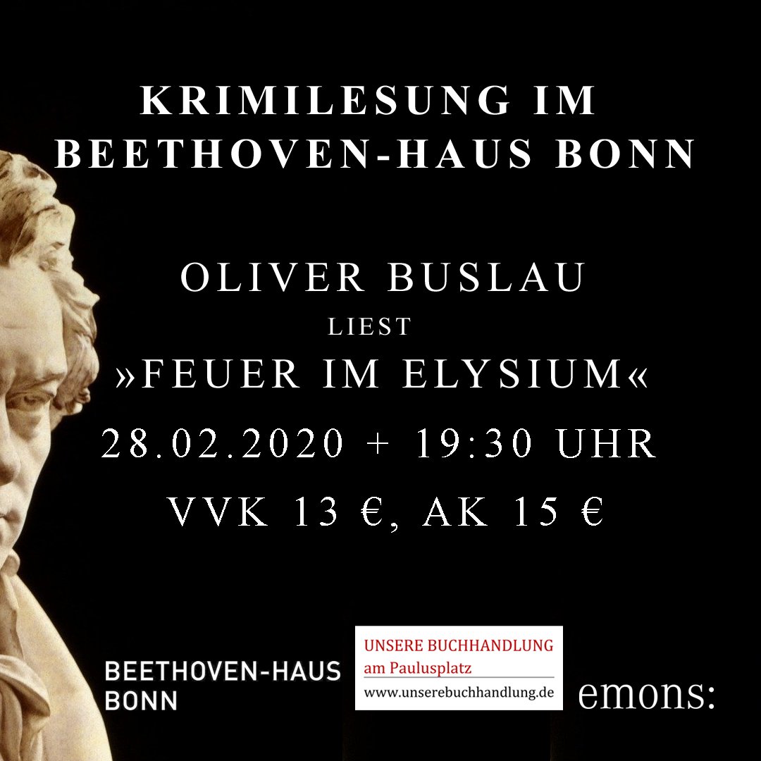 Im Beethoven-Haus Bonn liest Klassikexperte @AutorBuslau aus seinem neuen Beethoven-Krimi »Feuer im Elysium«. Im Rahmen der Kooperation mit UNSERE BUCHHANDLUNG am Paulusplatz und dem Beethoven-Haus Bonn erklärt er, warum die 9. Sinfonie auch heute noch so eine Sprengkraft hat.