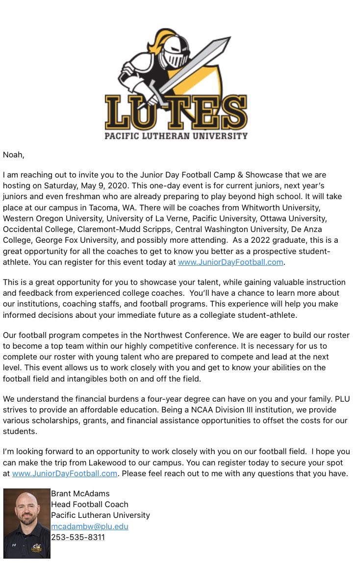 Noah Koke-Mauga (@mauga_noah) on Twitter photo Thank you <a href="/PLUFootball/">Pacific Lutheran Football</a> and <a href="/BrantMcAdams/">Brant McAdams</a> for the invite. I appreciate the opportunity to showcase my skills. #Lakes #BetterTogether #OLine #DLine Thank you <a href="/PLUFootball/">Pacific Lutheran Football</a> and <a href="/BrantMcAdams/">Brant McAdams</a> for the invite. I appreciate the opportunity to showcase my skills. #Lakes #BetterTogether #OLine #DLine