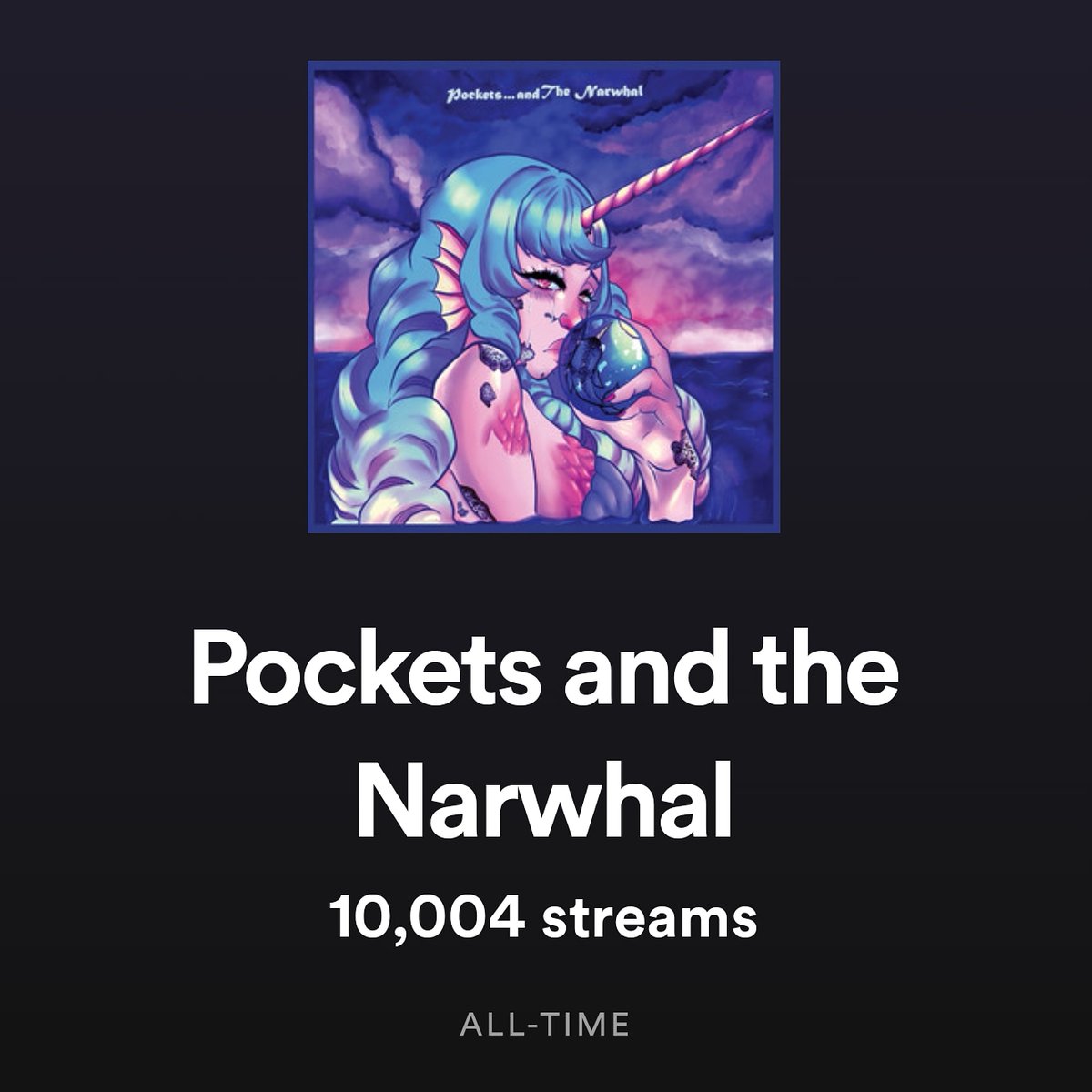 pocketsuke's tweet image. Thank you all for 10k streams on Spotify. Honestly you are all amazing. 
#pocketsandthenarwhal #spotify #selfreleased #unsignedartist