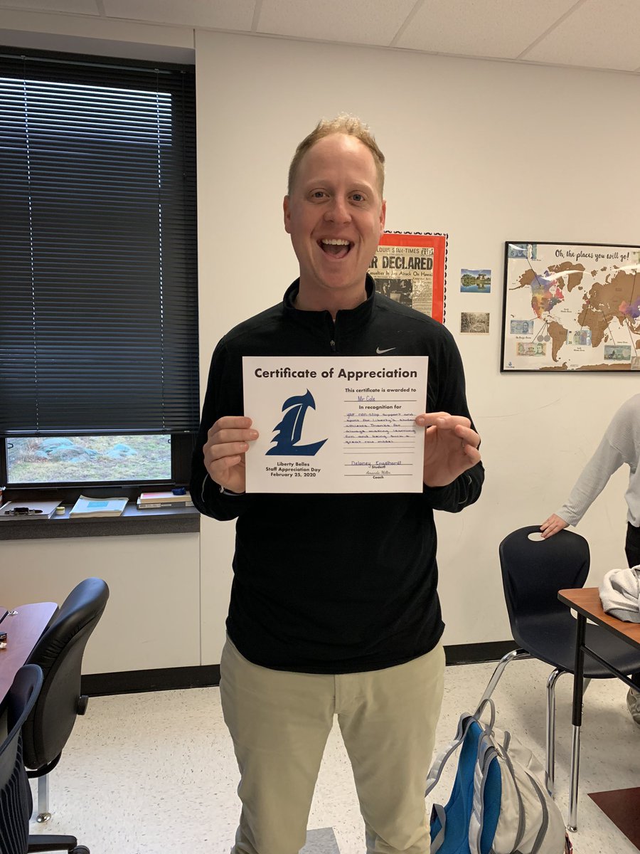 dkengelhardt's tweet photo. HEY LIBERTY! As state approaches for the Varsity Belles, @LHSdance is recognizing some of our favorite staff members. I chose Mr. Cole for his non- stop support and spirt for Liberty’s student athletes❤️💙
#LibertyBellesStaffApprecationDay https://t.co/W8GJiRon62