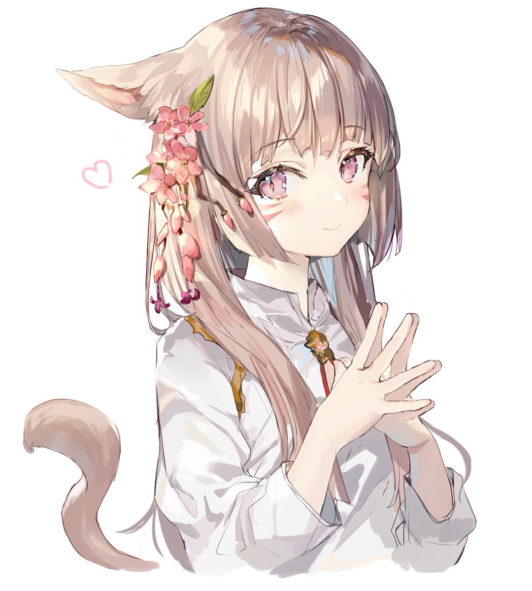 1girl miqo'te solo animal ears tail hair ornament cat ears  illustration images