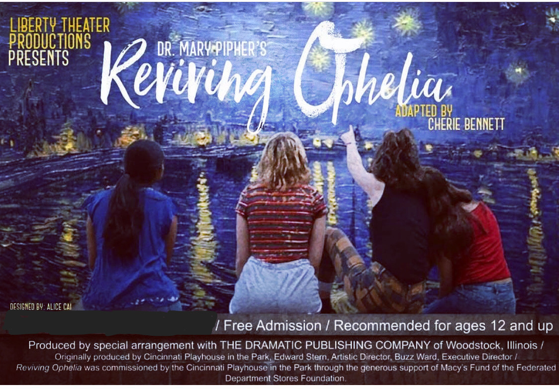 RedHawk Theatre will perform Reviving Ophelia (One Act Play) for the public at 7 p.m. THUR in LHS Auditorium. More performances are set for 7 p.m. FRI (UIL cast) and 8:15 p.m. (Alternate Cast) in LHS Auditorium. Come support our talented students as they head to UIL competition!