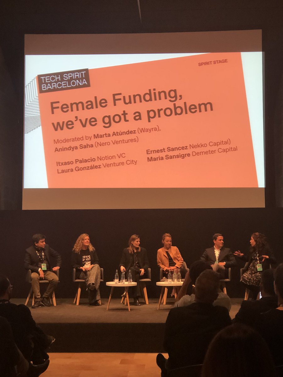 Only 8% of the start-ups in Europe backed up by venture capital have a female co-founder in C-team. Very poor figures. Discussion panel #TechSpiritBarcelona #womeninleadership