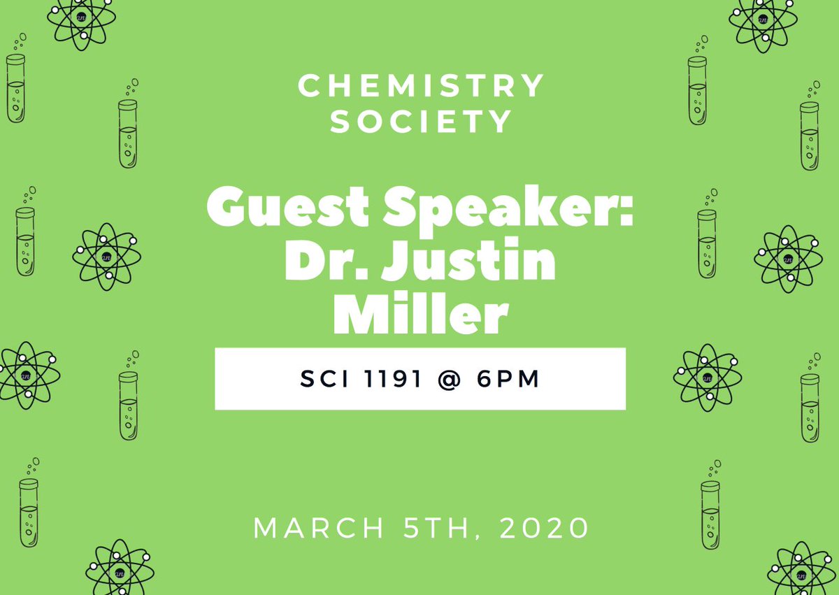 MTSU Chem Society (@mtsuchemsociety) on Twitter photo Next Thursday, Dr. Justin Miller will be speaking to #mtsuchemistrysociety about his research! SCI 1191, 6pm
Come see us!
<a href="/millerbiochem/">Justin Miller</a> Next Thursday, Dr. Justin Miller will be speaking to #mtsuchemistrysociety about his research! SCI 1191, 6pm
Come see us!
<a href="/millerbiochem/">Justin Miller</a>