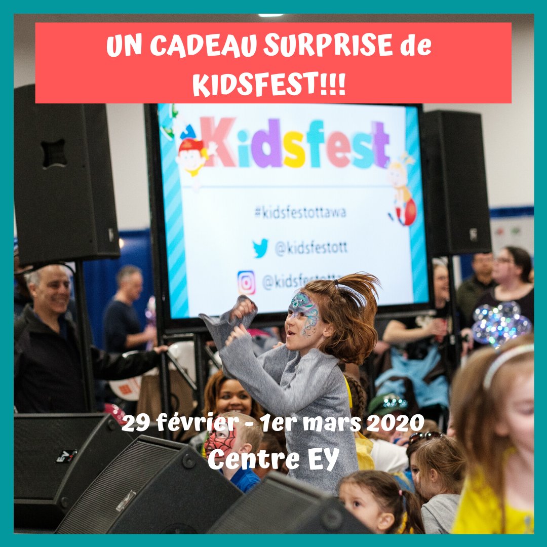 🎉UN CADEAU SUPRISE! 🎉

<a href="/kidsfestOTT/">kidsfestOTT</a> a lieu CE WEEK-END!!! Nous offrons quatre séries de cinq billets adultes pour ce spectacle! 🎟️

Rendez-vous sur notre page Facebook pour vous inscrire MAINTENANT! ~ Ottawa/Gatineau 02/26 ow.ly/3q3V30qkBna