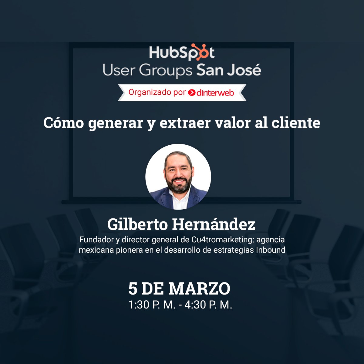 dinterweb's tweet image. No te pierdas el primer HubSpot User Group San José del 2020. Gilberto Hernández nos hablará sobre cómo generar y extraer valor al cliente.

La participación es gratuita, pero los cupos son limitados. Obtén el tuyo en este enlace ➡️  hubs.ly/H0m_06V0