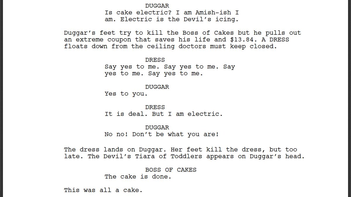 KeatonPatti's tweet photo. I forced a bot to watch over 1,000 hours of TLC shows and then asked it to write a TLC show of its own. Here is the first page. https://t.co/WPmALC9nHw