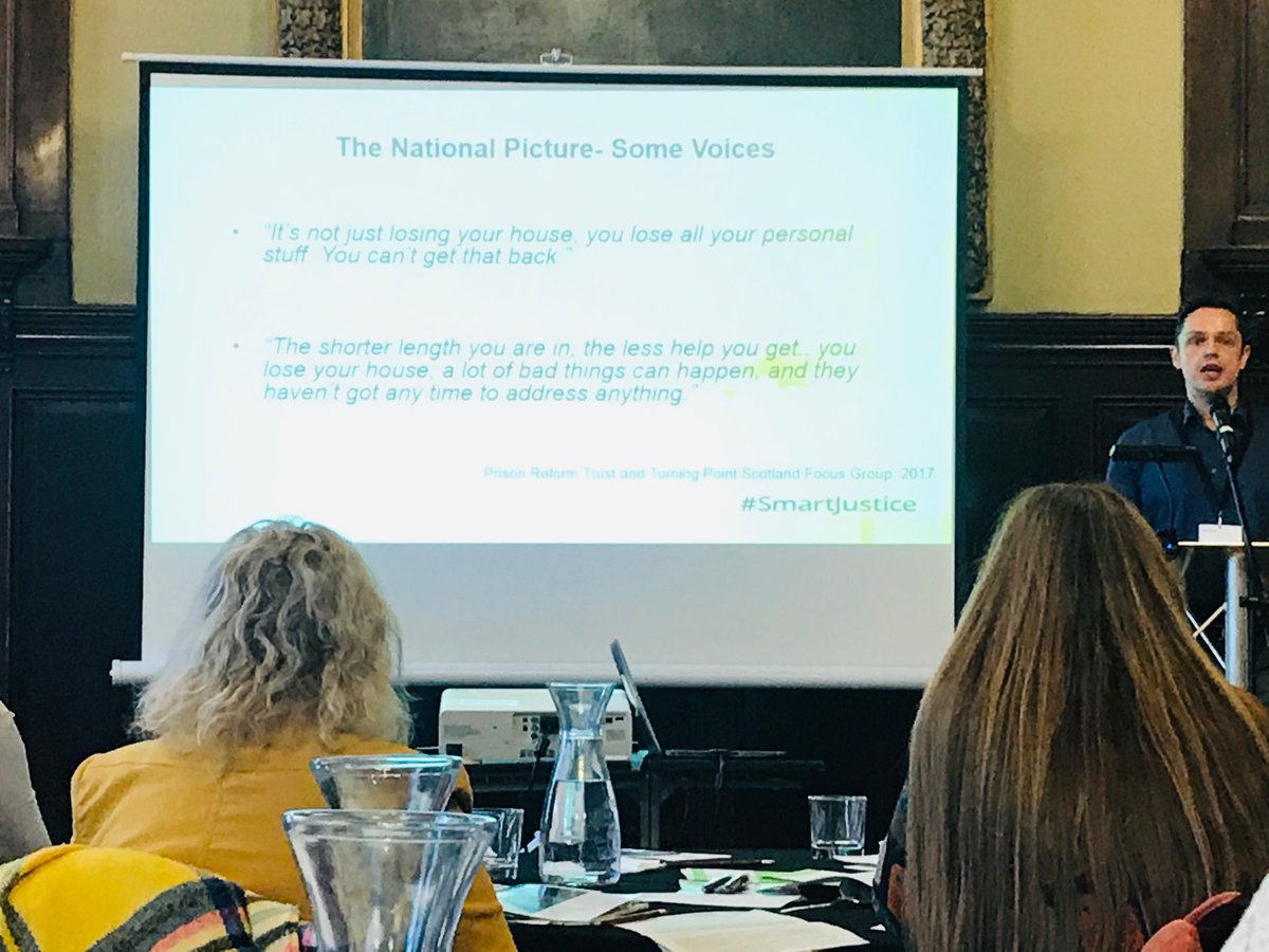 Eye opening and thought provoking presentation by @ComJusScot and @CrisisScotland on the experiences and statistics of #women in the justice system experiencing #homelessness - #hiddenhomelessness