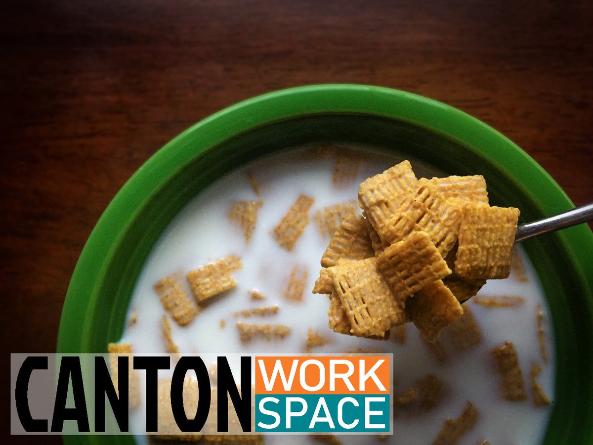 Come on out Monday for our first Cereal Ideas! Share what you've been working on, meet and talk with other local professionals. #CantonO #cereal #mostimportantmeal cantonworkspace.spaces.nexudus.com/en/events/view…