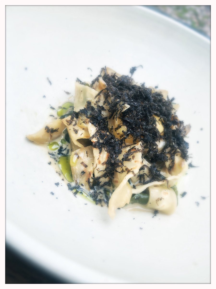 heaney16's tweet photo. Loving this dish... celeriac, kombu butter, calcot, egg yolk, truffle👌 #truffle #calcot #egg #seaweed #kombu #wales #celeriac #cardiff #heaneys #pontcanna https://t.co/kcEAvBxMBL