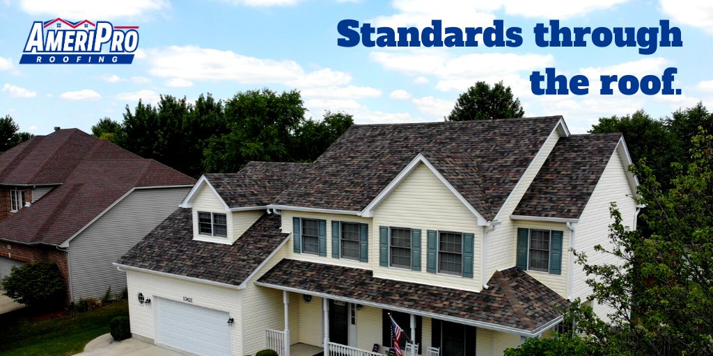 AmeriProRoofing's tweet photo. We’ll be there for you before, during, and after the storm because Standards Through the Roof is more than our slogan -- it’s our promise to you. #AmeriPro #Roofing #IndustryLeaders https://t.co/rLoXCzjc43
