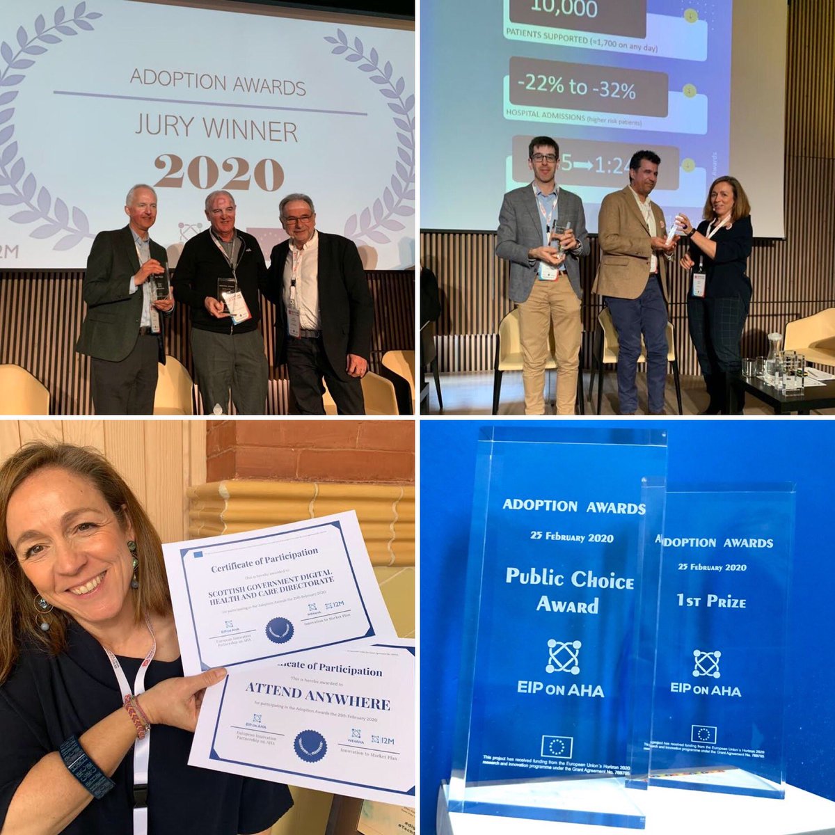 And the ADOPTION AWARDS winners are:

🏆Jury Award to @liverpoolccg &amp; <a href="/DocoboUK/">Docobo Ltd</a> for "Technology supported health service at scale".

🏆Public Choice Award to @esaude_sergas &amp; <a href="/DXCTechnology/">DXC Technology</a> for to "E-SAUDE, Galician Healthcare Service".

Congrats! #I2M #digitalhealthOD