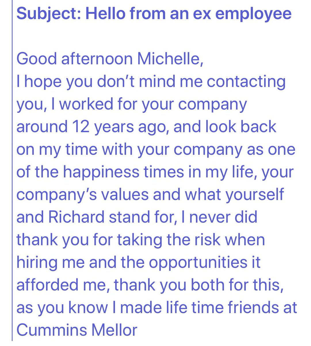 So humbled to receive an email out of the blue from an ex colleague...it truly has made my day 😀 #sayingthankyou #beingkind #appreciation #whocareswins