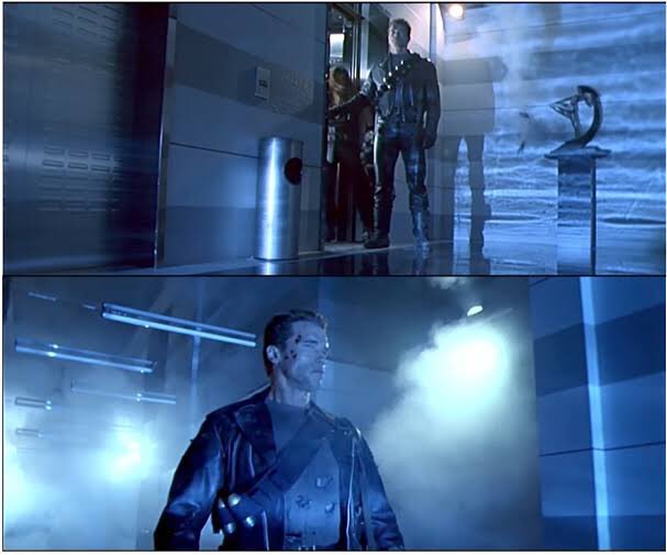 Kagaseknight ターミネーター2 のサイバーダイン社襲撃シーン エレベーターから出てきたt 800が待ち受けるswatをハンドガンで1人ずつ撃ってくとこで1人だけ アアン ってよがり声みたいな悲鳴上げて倒れるやつがいる 画像貼りましたがこのもうちょい