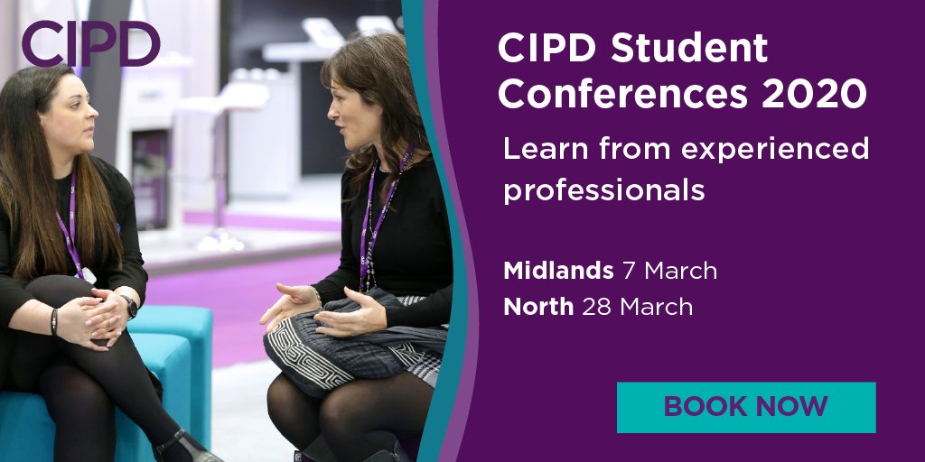 CIPD's tweet image. Want to get ahead in your studies? Register for our Midlands and North student conferences this March. Enjoy a full day of expert-led keynote talks, panel discussions and breakout sessions. Book your place today bit.ly/2S0dOvm #CIPDStudentConf #CIPDStudents