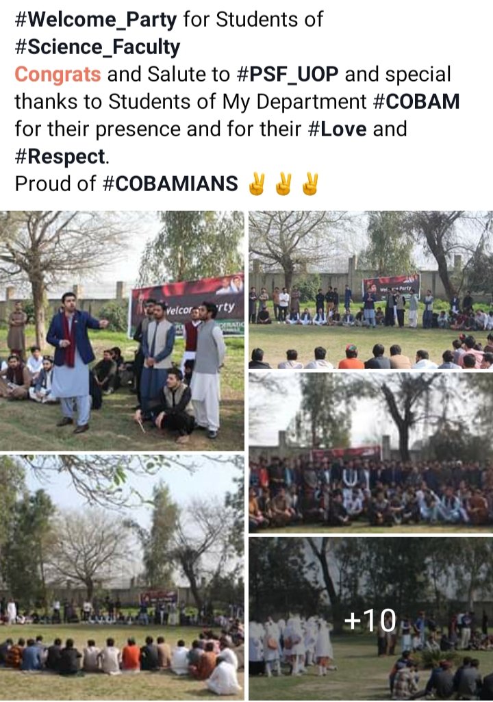 mriazkhan0392's tweet photo. #Welcome_Party for Students of #Science_Faculty
Congrats and Salute to #PSF_UOP and special thanks to Students of My Department #COBAM for their presence and for their #Love and #Respect.
Proud of #COBAMIANS ✌✌✌ https://t.co/s1WNQyoB2s