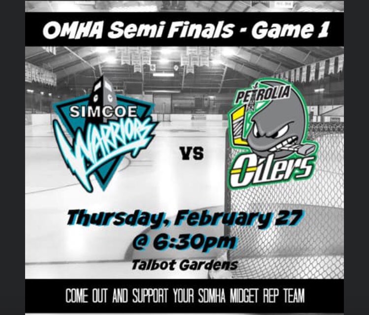 #norfolkcounty #goodluckwarriors #semifinals #homegame #simcoearena #getoutandsupport