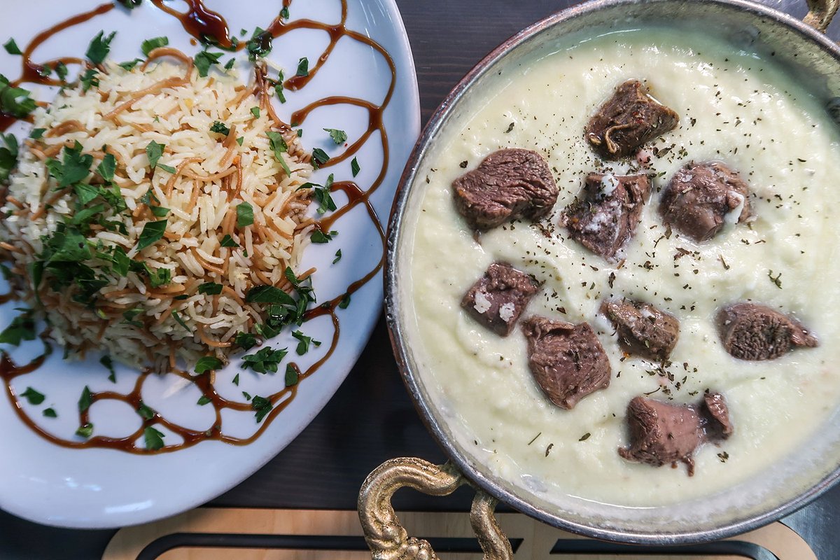 Shakreyeh: succulent lamb cubes cooked in a yoghurt sauce, served with rice. An authentic favourite, full of delicious flavours that’ll transport you miles!

Check out the rest of our menu here: syrianarestaurant.co.uk/menu/

#middleeasternfood #birmingham #jewelleryquarter