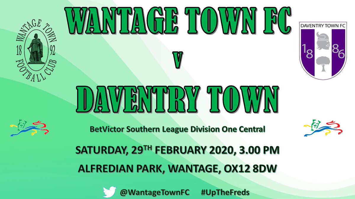 WantageTownFC's tweet photo. NEXT GAME: This Saturday we host @DaventryTownFC in the @SouthernLeague1 Let's hope we get a dry spell before then! #UpTheFreds https://t.co/CzQaH6XSgM