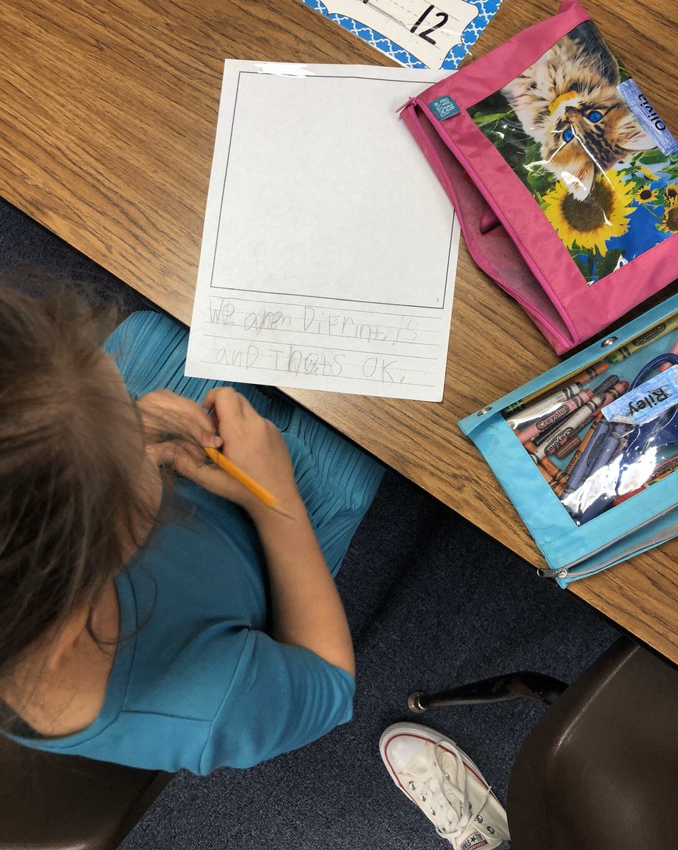 Mrs_Britain_K's tweet photo. This morning we read the story of Ferdinand the bull. After, students got to write about how they are different and what they like about themselves. #hewittandbeyond #tinywriters https://t.co/b1VEszqsXd