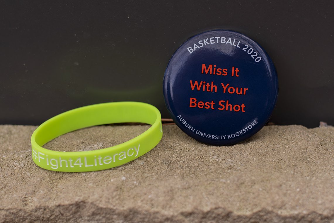 aubookstore's tweet photo. Don’t forget to join the #Fight4Literacy! You can support @CoachingforLit and @YouthProgramsAU by donating at any of our registers! And if you donate, you will receive this gameday button for tonight’s game vs. Ole Miss while supplies last! https://t.co/pGZCt7kzSK
