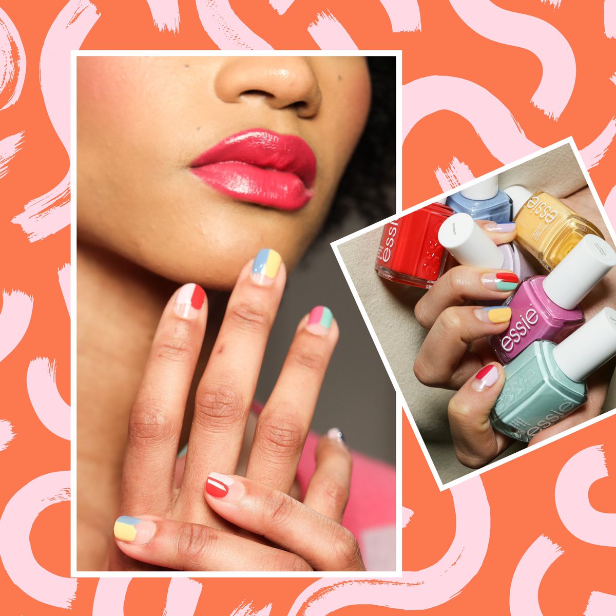 cosmeticsmag's tweet photo. #TrendtoTry:@ritaremark created a rainbow coloured, 80's inspired nail look for the @oliviarubin show using ten @essie shades. “I specifically wanted to pair pastels with vibrant primary shades because of the excitement they cause when they are lined up next to one another” #lfw https://t.co/VQLYBCy5iv