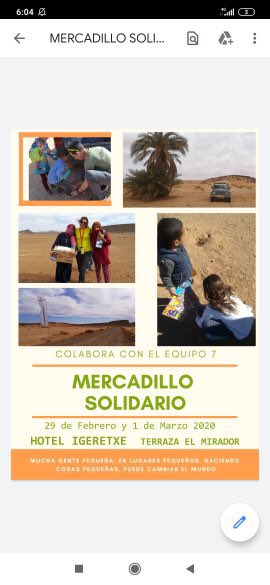 Anímate! 29 de febrero y 1 de marzo, Mercadillo Solidario en el Hotel Igeretxe en Getxo #equipo7raidpandemonium