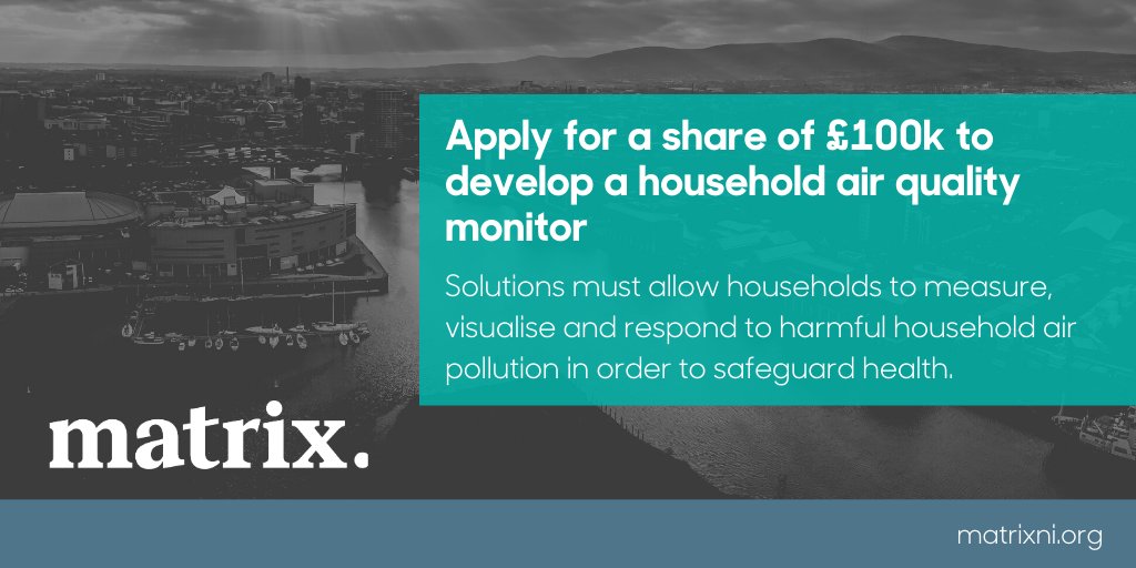 Do you have an idea for an air quality monitor which could provide information and advice on pollutants in the home? <a href="/innovateuk/">Innovate UK</a> has launched an #SBRI offering a share of £100k.  matrixni.org/job/sbri-monit…