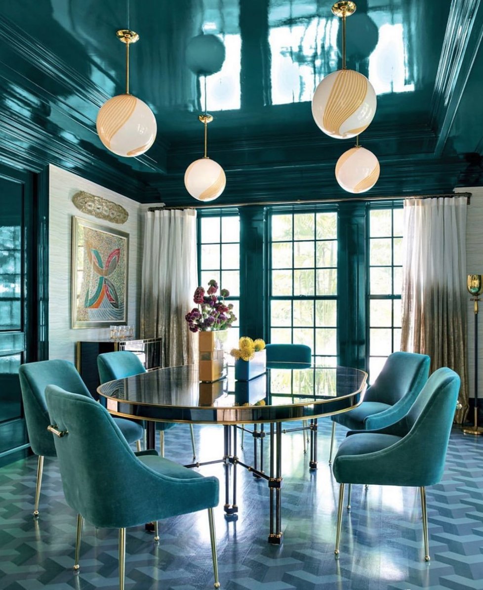DeborahDiMare's tweet photo. I’m obsessed with the monochrome teal color palette of this space. One would think - an entire room in teal? How tacky! Not this space. Gorgeoussssssss. The patterns and different textures, simple pieces are how this happened. Beautiful.  #DiMareDesign #TealTuesday https://t.co/vtqgsw3U5K