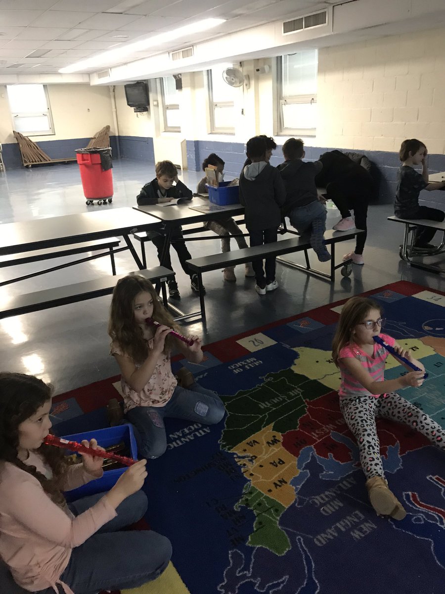 Music students in <a href="/SuperSuders/">Miss Suders</a> class work hard at music centers! Students are working on recorder karate, rhythm and treble clef board games and chromebook music activities. #collsedu