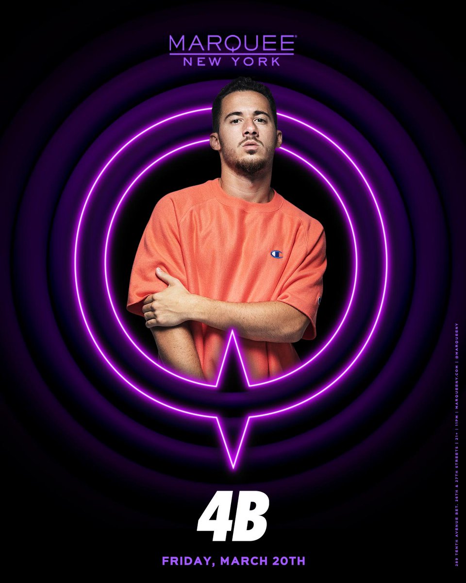 MarqueeNY's tweet photo. Announcing @DJ4B @MarqueeNY Friday, March 20th! Tickets on sale now https://t.co/kM06wyf09N https://t.co/lZMycseaEY