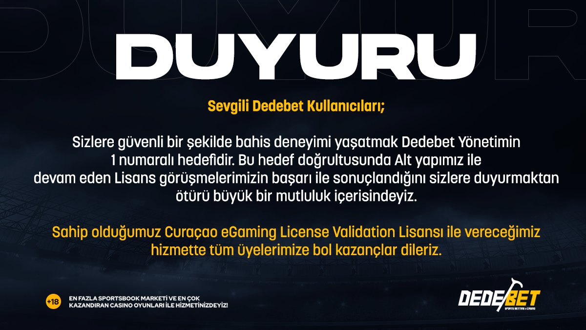 ▶️Dedelerin Dedesi geri döndü!
🏆Orijinal Lisans ile güvenli bahis deneyimine hazır mısınız 🤔
📢Bu tweeti retweetleyip yeni hesabımızı takip eden 10 kişiye 20TL Freebet hediye!