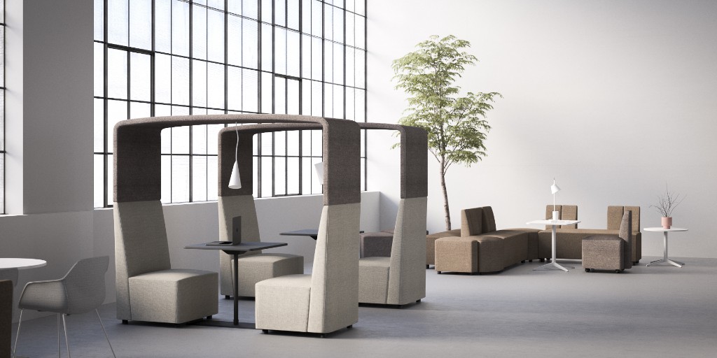 The FourLikes® family has grown! 🙌

Here's the NEW FourLikes™ Meet 700 #booths looking fab in two-tone #fabric &amp; further behind, you'll see the new FourLikes® 45° and 90° degree modules in one of many possible configurations! 👌

#letsfurnishtheworldbetter #oceeinternational