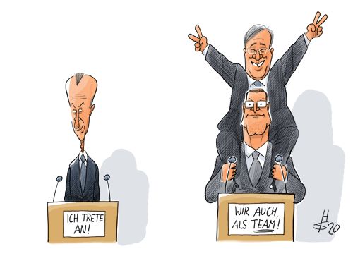 Das perfekte Dreamteam?

Die Story:
bild.de/politik/inland…

(c) Heiko Sakurai sakurai-cartoons.de
______________________________________________
#CDU #CDUVorsitz #Merz #Laschet #Spahn #berlin