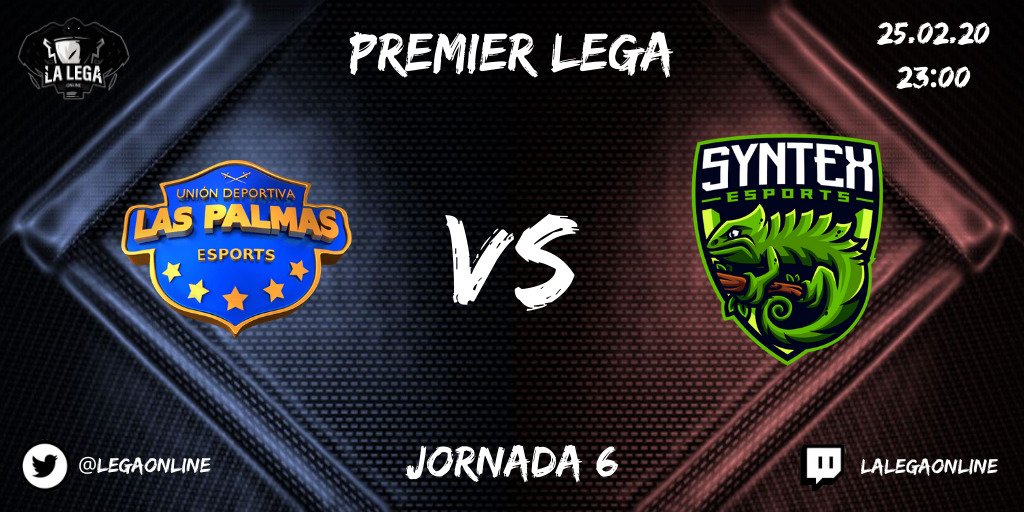 LegaOnline's tweet photo. Un renovado @TeamSynTex se enfrenta a @eSports_UDLP en un partido con puestos de playoff en juego.
⏰23:00
⚔️@eSports_UDLP 🆚@TeamSynTex
🎙️@yag012
🎙️@Dodi__Lol
🎙️@Manutomgaming
#LegaJ7 #LegaStream
https://t.co/DRVIREcyoY https://t.co/qGeoMn93Qs