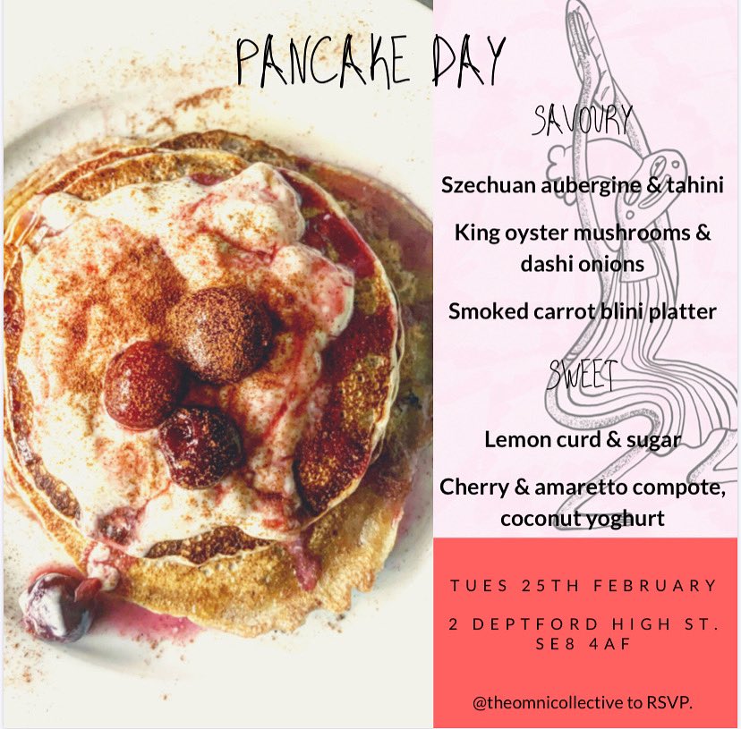 💥PANCAKE DAY POPUP!💥head down to Deptford to <a href="/barstockton/">STOCKTON</a> for savoury &amp; sweet #pancakes with #gf options too! If you’re just feeling like a few drinks then enjoy with our #blini platter, open from 5pm - 10pm 🥂 #londonpopups @londonpopups #vegansofldn #veganlondon