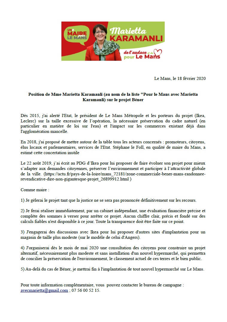 ElusCESLeMans's tweet photo. @MunicipaLeMans @LeMansEnCommun @ecologielemans @LeMansEvidemt @AutrMans @Le_Mans_OYG @EBilquez @Demain_MaVille @Cacqueray2020 @FrancoisMeril La position de notre liste
#PourLeMans #AvecMariettaKaramanli

➡ Gel du projet le temps des recours
➡ Audit indépendant
➡ Proposition d'un Ikéa plus modeste sur un autre site
➡ Consultation citoyenne
➡ Pas de nouveaux hypermarchés au Mans

#Bener
@AvecMarietta @MKaramanli72 https://t.co/6xzwXRVE3j