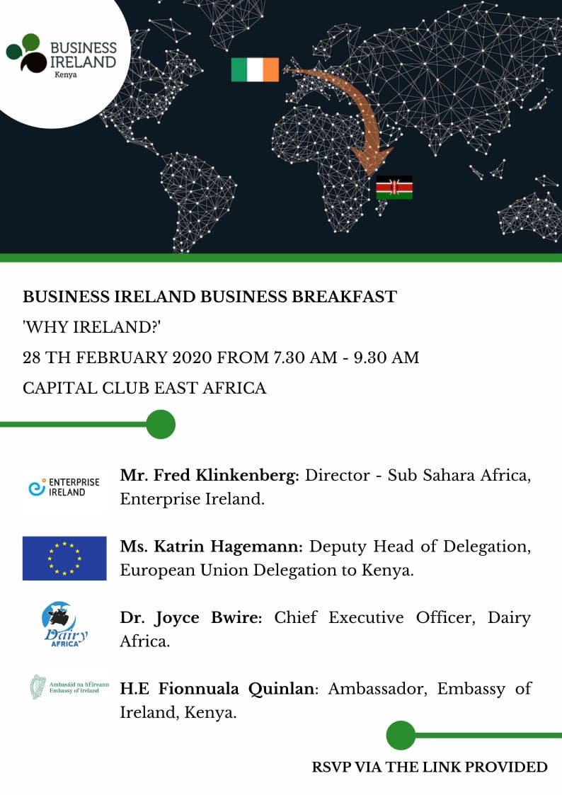 Why #Ireland? Come here more about the Irish advantage and #valueproposition for doing #business in #kenya on Friday at the first #BIKbreakfast of #2020 1/2