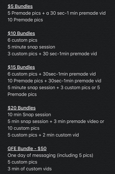 These are my prices. If you&rsquo;re interested in a premade video list or more fetish content please DM me<a href="/tag/asian"class="tags"><span>#asian</span></a><a href="/tag/sexting"class="tags"><span>#sexting</span></a><a href="/tag/sessions"class="tags"><span>#sessions</span></a><a href="/tag/gfe"class="tags"><span>#gfe</span></a><a href="/tag/dropbox"class="tags"><span>#dropbox</span></a><a href="/tag/premiumsnapchat"class="tags"><span>#premiumsnapchat</span></a>