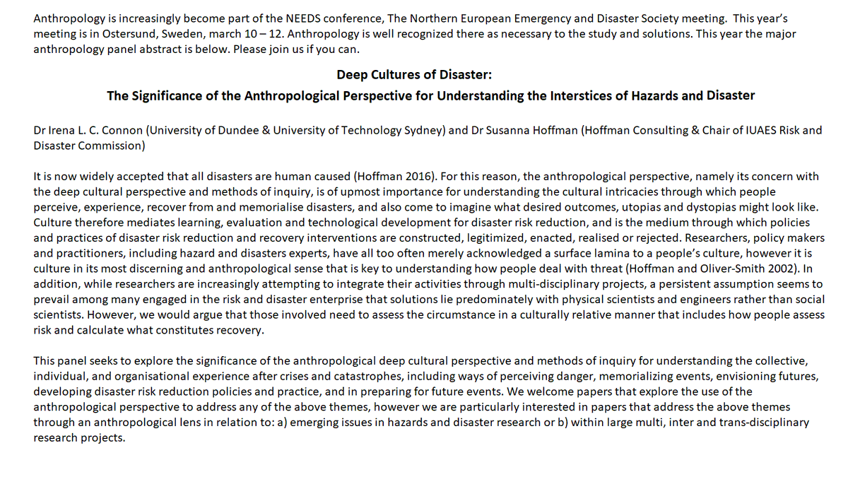 RiskDisasterTIG's tweet photo. As part of the upcoming NEEDS conference! @Needs_conf #NEEDS2020 #disaster #anthropology https://t.co/zX7fgGJSVp
