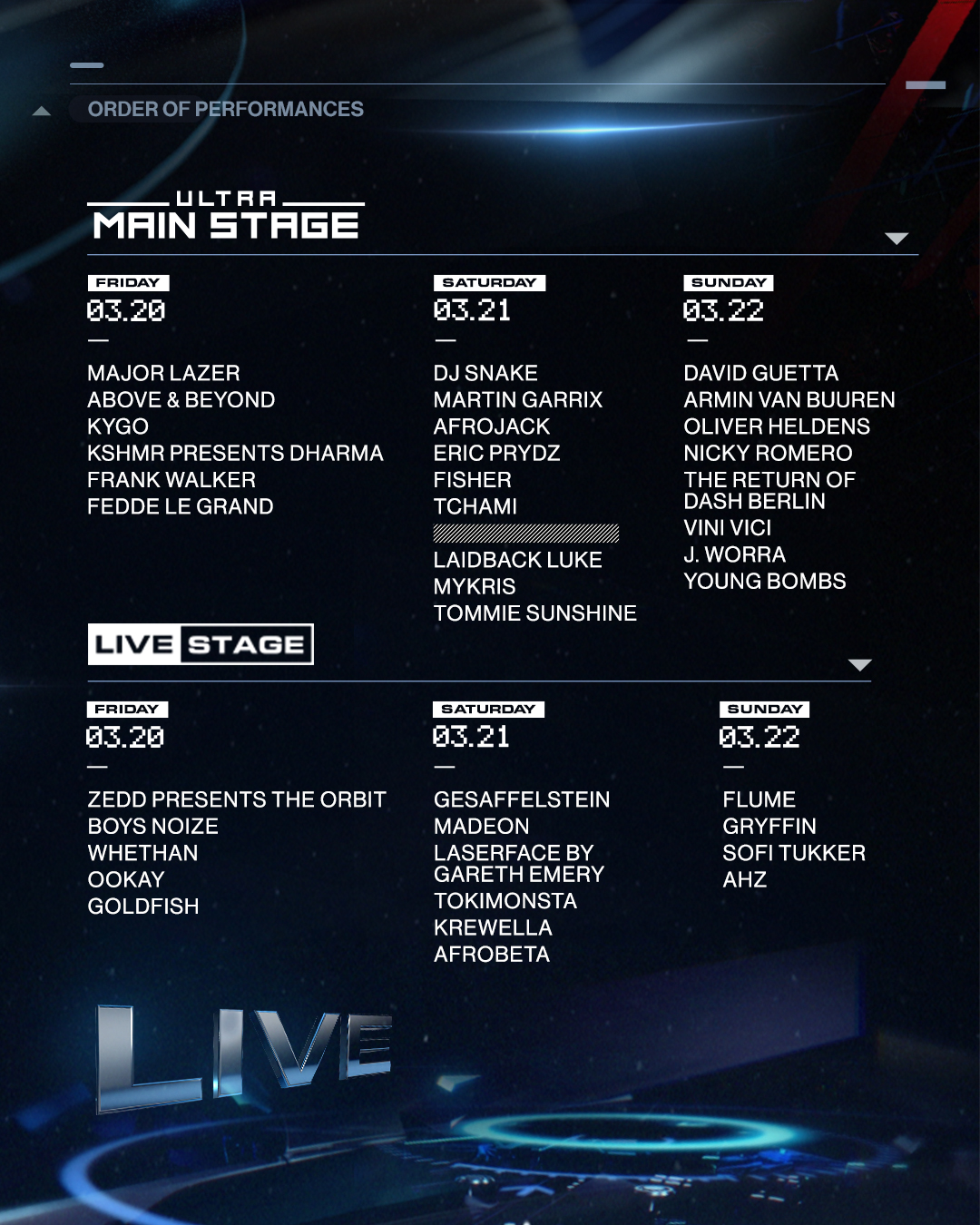 2020 Ultra Music Festival lineup