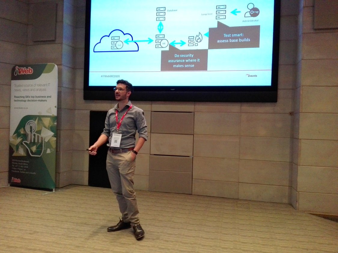 FSecure_Consult's tweet image. We had a great time today meeting delegates at #ITWebGRC2020! Our highlight was a talk from our very own Johannes Myburgh, &apos;Risk Priority by Design&apos;. 

Couldn&apos;t attend? Check out the recent interview with the @ITWeb_Events team &amp;gt;&amp;gt; v2.itweb.co.za/event/itweb/go… | #infosec #pentesting