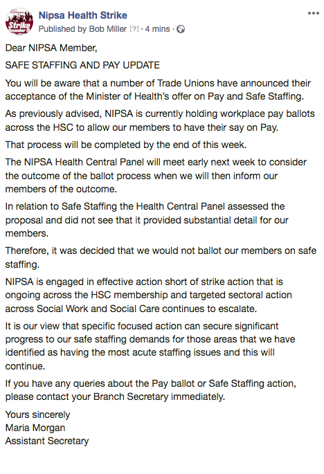 Safe staffing and pay update