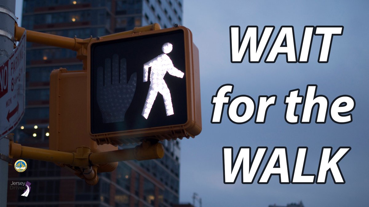 StaffordPolice's tweet photo. It’s important for pedestrians to look both ways, but it’s equally important to wait for the WALK signal when crossing a roadway. #PedestrianSafety #JerseyDrives #WaitForTheWalk https://t.co/fr6XBAGs99