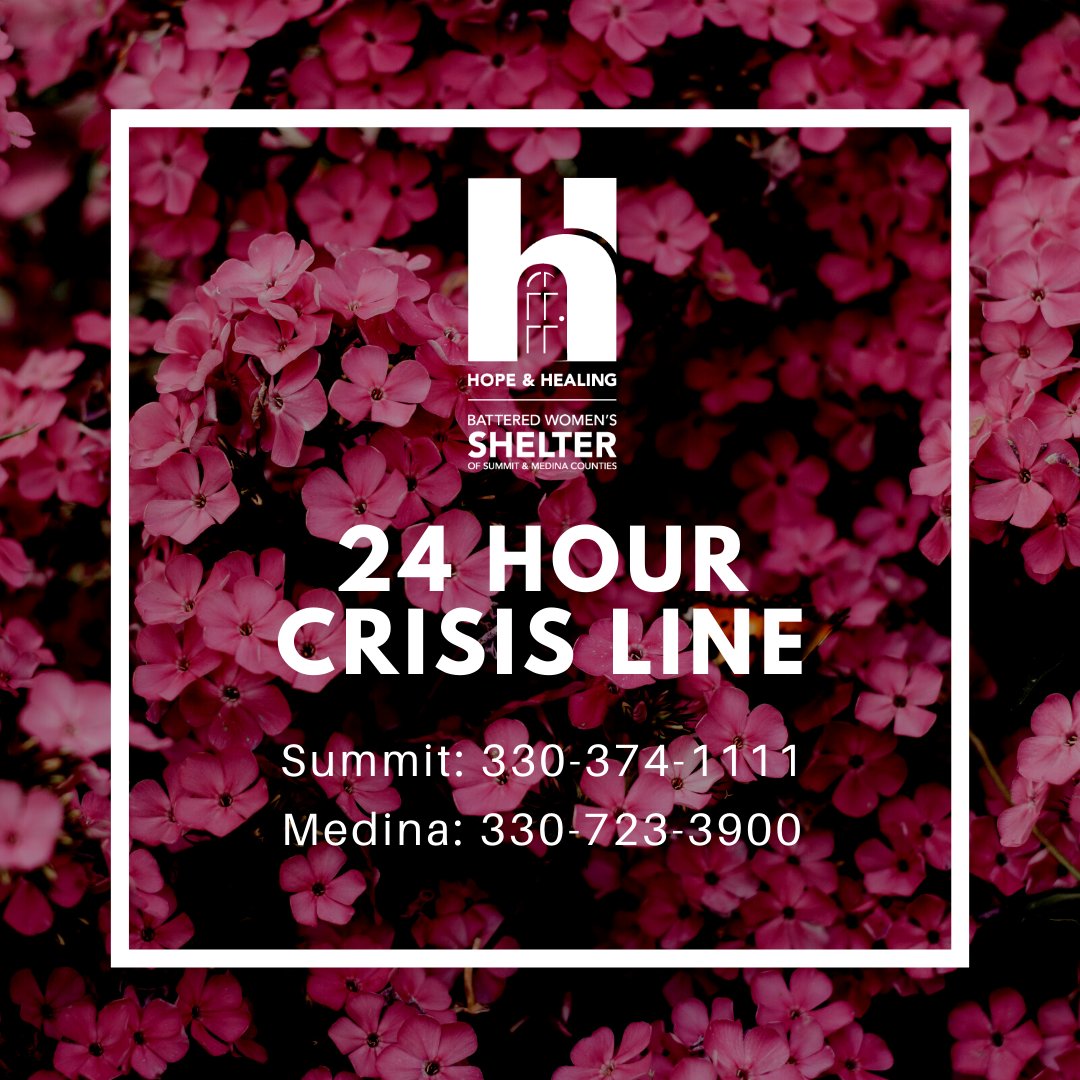 We are open 24/7/365. If you are experiencing Intimate Partner Violence and need a safe shelter, please call our intake hotlines in Summit and Medina Counties. hopeandhealingresources.org