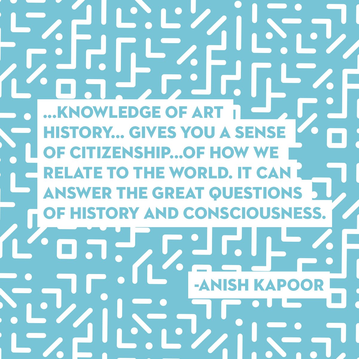 iwuartdesign's tweet photo. "...knowledge of art history...gives you a sense of citizenship...of how we relate to the world. It can answer the great questions of history and consciousness." -Anish Kapoor

#iwuartdesign #iwuarthistory #ArtHistory https://t.co/7otzEvq8p8