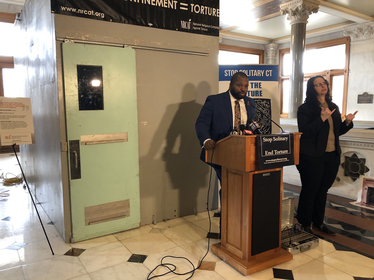 Lori Mack (@lmackwnpr) on Twitter photo Sen. Gary Winfield invites legislators and constituents to experience a replica solitary confinement cell at the Connecticut State Capitol as he pushes for legislation to end solitary confinement. <a href="/wnpr/">Connecticut Public</a> Sen. Gary Winfield invites legislators and constituents to experience a replica solitary confinement cell at the Connecticut State Capitol as he pushes for legislation to end solitary confinement. <a href="/wnpr/">Connecticut Public</a>