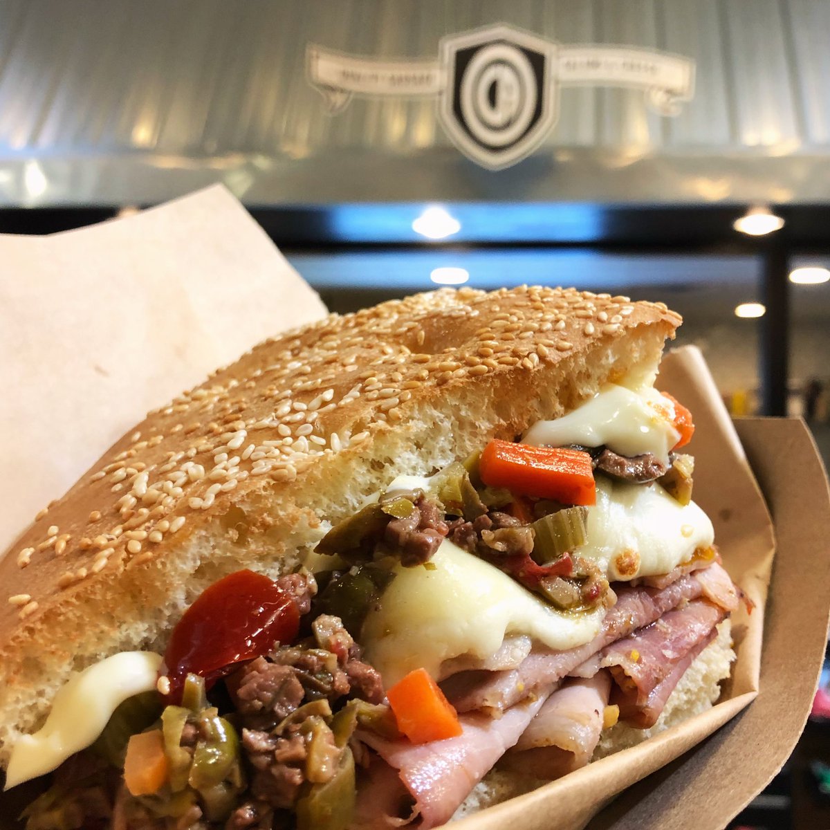 getcher #MardiGras #Muffaletta here or at your door: ocameansgoose.com click on Order Online for delivery