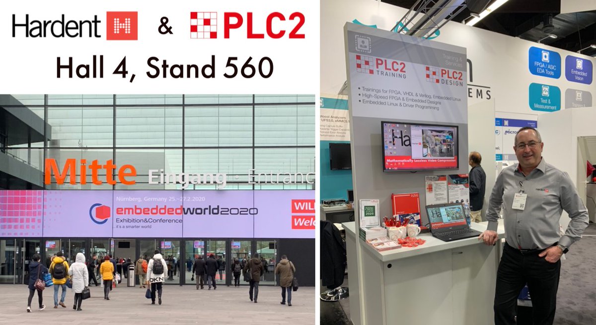 HardentInc's tweet image. Join us at @embedded_world this week where we are co-exhibiting with PLC2. Don't miss this chance to see a live demo of our new lossless video compression IP!
#ew20 #embeddedworld #EmbeddedWorld2020